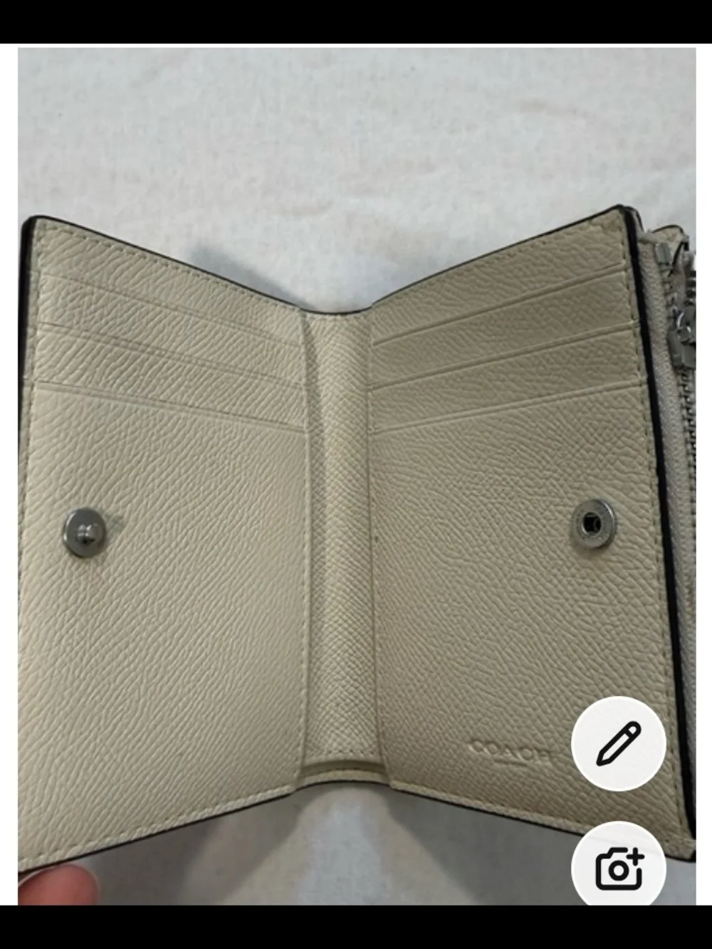 Coach Cream Refined Pebbled Leather Wallet